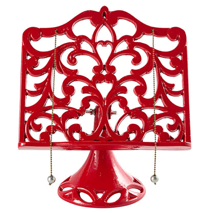 JOGREFUL Adjustable Cookbook Stand, Cast Iron Heavy-Duty Recipe Book Holder, Kitchen Vintage Recipe Book Holder, Reading Rest Holder for Easel/Counter/Books/Magazine/iPad/Bible, Classic Red