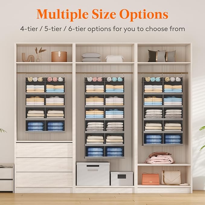 Lifewit Dual-Row 6 Tier Hanging Closet Organizer and Storage, Wide Clothes