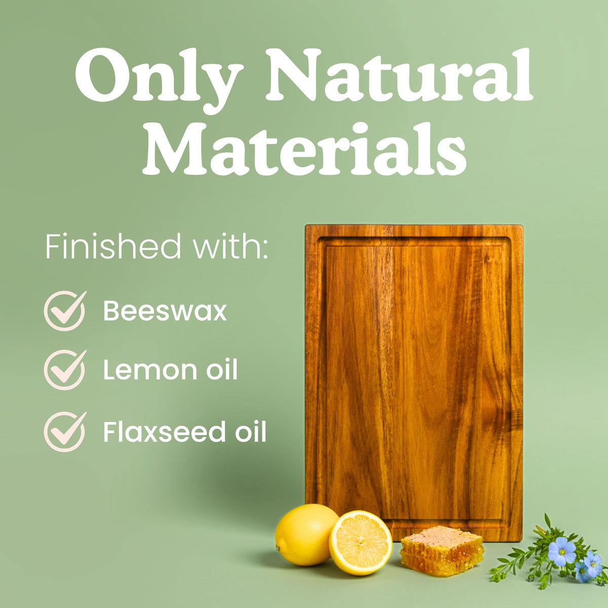 Non-Toxic Acacia Wood Cutting Board, Mineral Oil & Plastic Free, 16x11 in