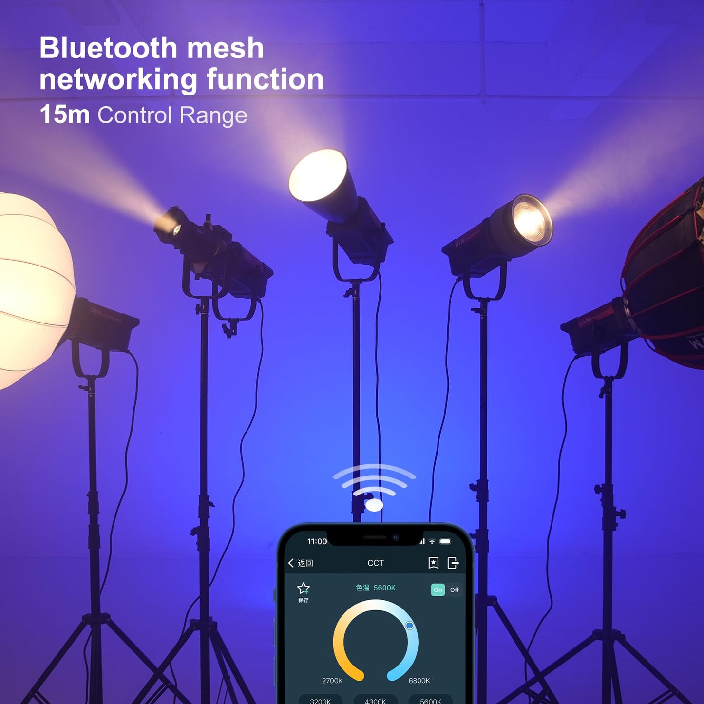 GVM 300W Video Light Kit with Lantern Softbox, SD300B AIO Photography Light with Bluetooth Control, 12 Scene Modes, 2700K-6800K Professional Studio Filming LED Light for YouTube, Vlog, Live Streaming