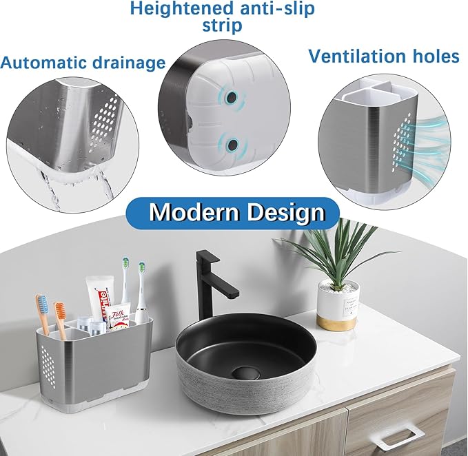 Toothbrush Holders for Bathroom Organizer Countertop, Detachable Anti-Slip