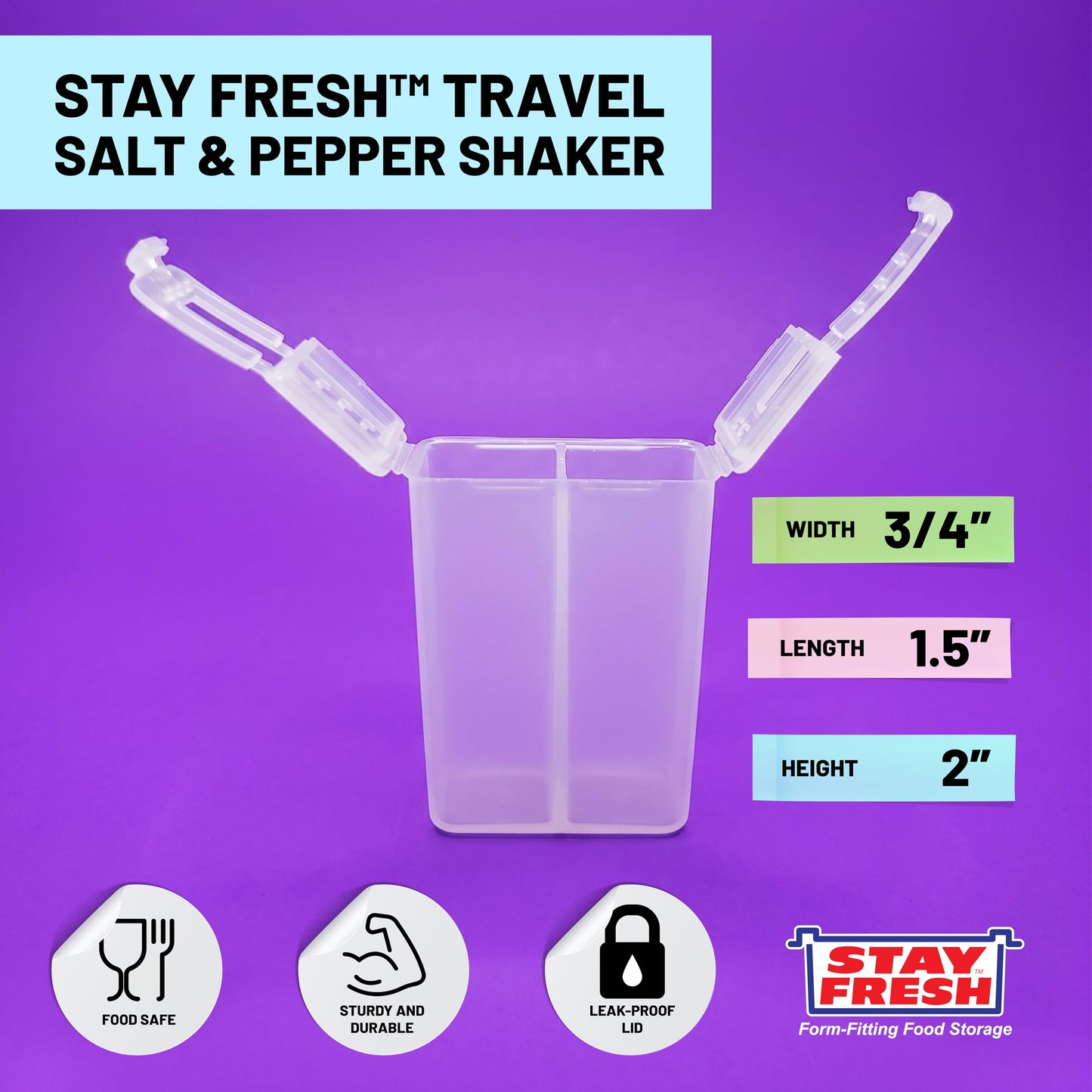 Travel Salt And Pepper Shakers - Stay Fresh - Mini Travel Salt And Pepper Shaker - Portable And Refillable Spice Shaker For Camping, Travel Or Outdoor Cooking (Set of 2)