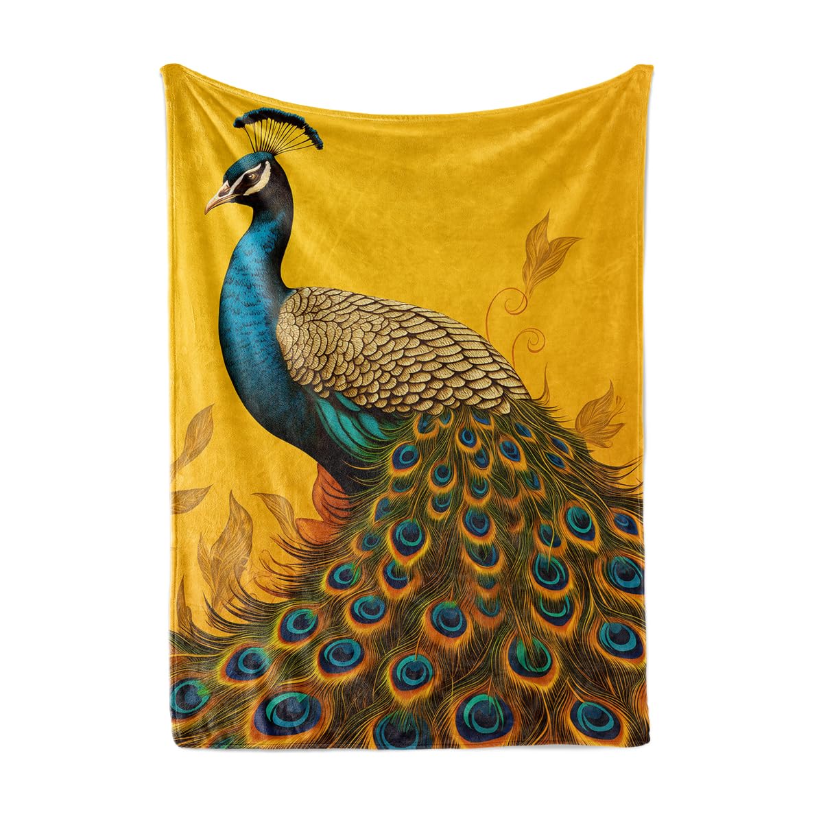 HUNXIAOJ Peacock Throw Blanket for Couch Peacock Themed Decor Animal Print Blanket King Size Soft Warm Flannel for Sofa Bed (50 in x 60 in)