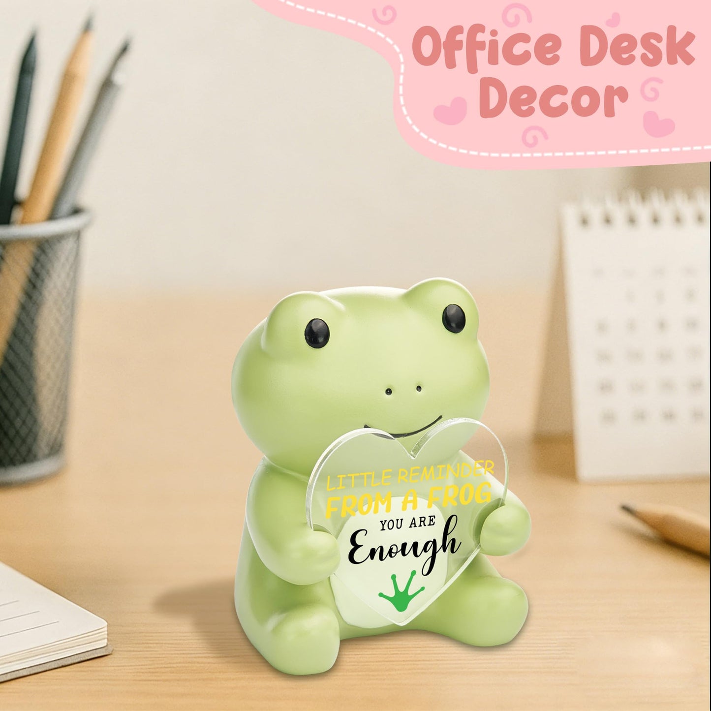 FTONENI Frog Figurine Encouragement Gift for Coworker Teacher Nurse Friend, You are Enough Positive Desk Decor, Appreciation Thank You Graduation Birthday Gift - FDF792