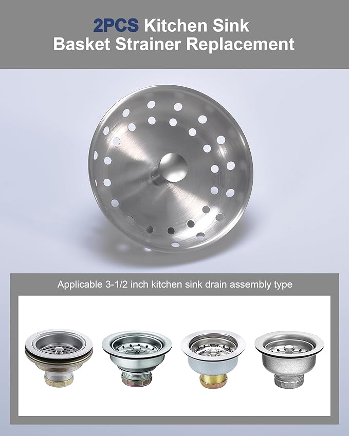 KONE 2PCS Kitchen Sink Basket Strainer Replacement