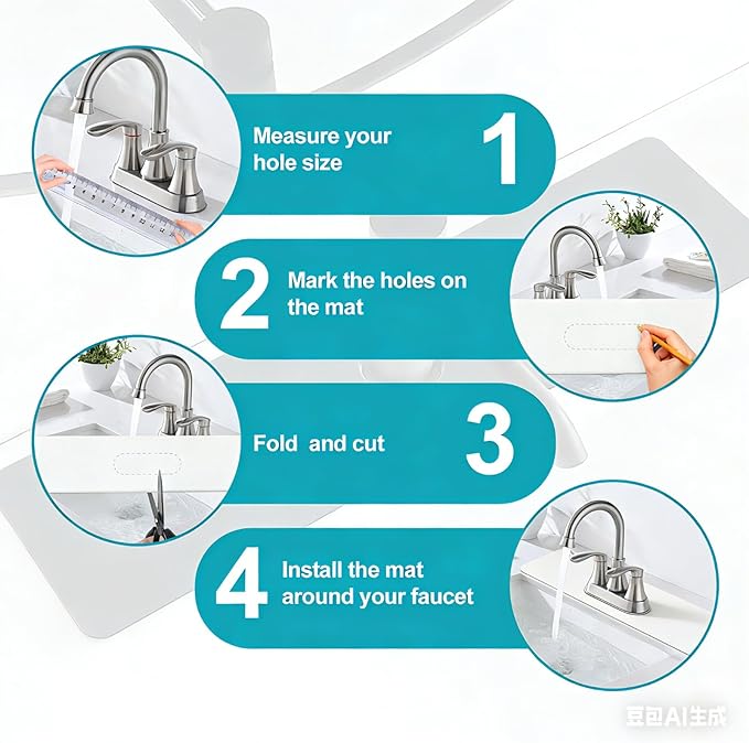 Customizable Faucet Mat for Kitchen Sink: 30"L x 5.5"W DIY Irregular Bathroom