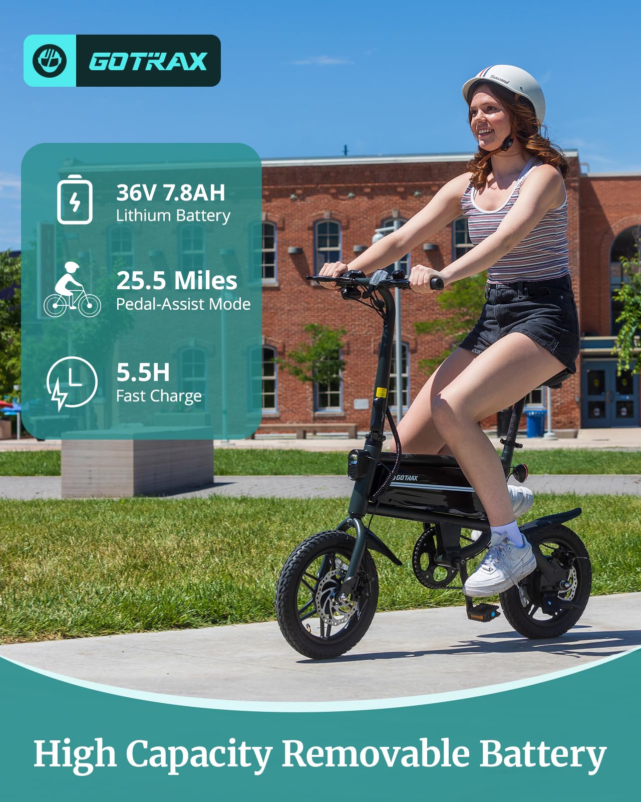 Gotrax Nano 14" Folding Electric Bike, Max Range 25Miles(Pedal-Assist) & Max Speed 15.5Mph, Power by 350W Motor, Adjustable Seat & Dual Fenders, Commuter Electric Bicycle for Adults/Teens Black