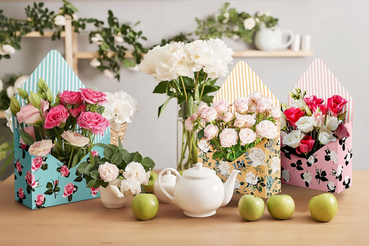 Lyforpyton Flower Arrangement Gifts Boxes, Envelope Gift Box For Flowers , Foldable Decorative Bouquet Packaging Paper Box , Suitable for Flower Shop , Wedding , Party , Birthday , Valentine's Day and Mother's Day ( 9 Pcs )