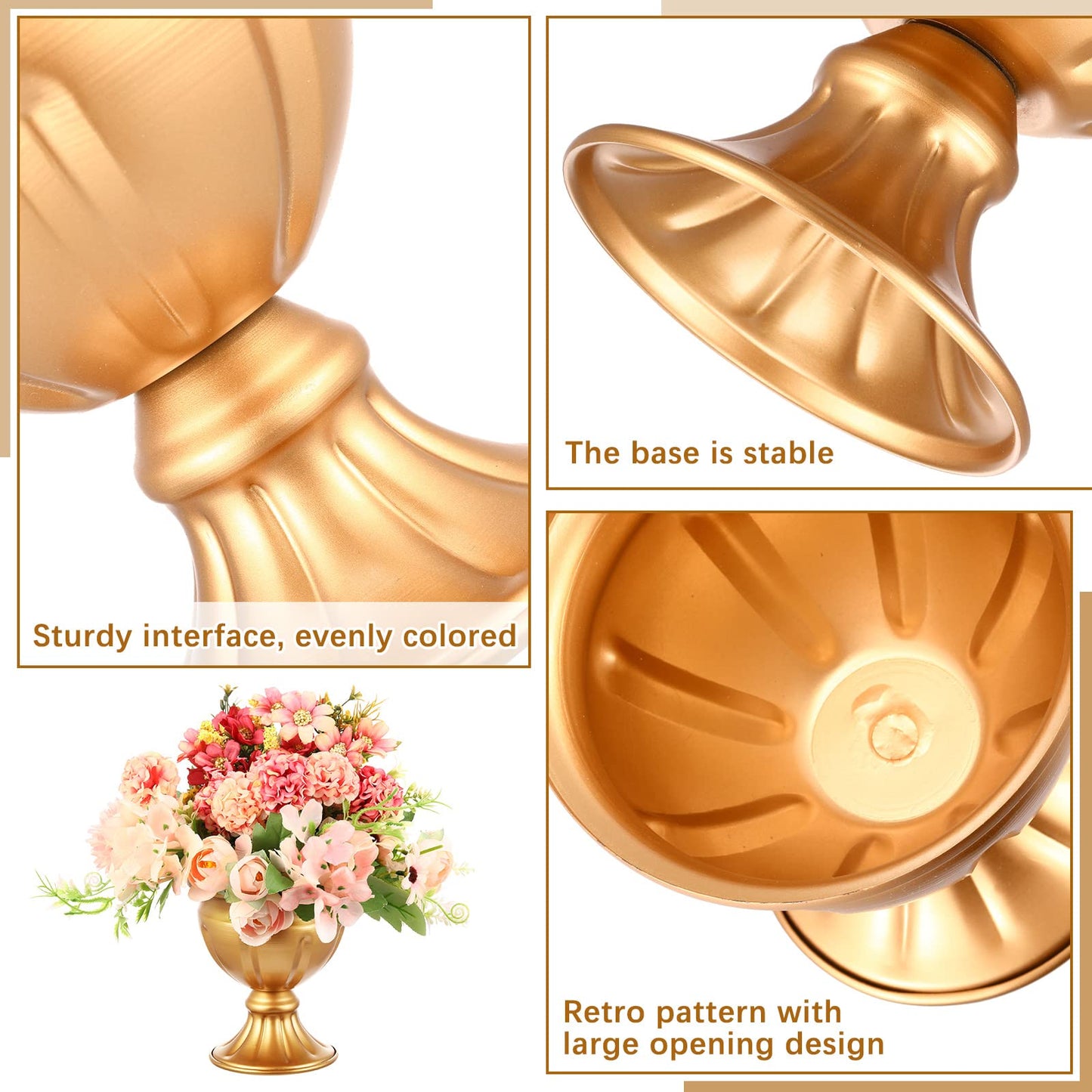 Rtteri 20 Pcs Mini Gold Metal Vase Wedding Flowers Gold 5.1inch Tall Metal Compote Vase Bulk Table Centerpieces Decoration for Wedding Party Anniversary Ceremony Birthday