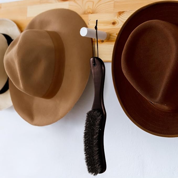 Patelai 2 Pcs Horsehair Felt Hat Brush Kit Lint Brush