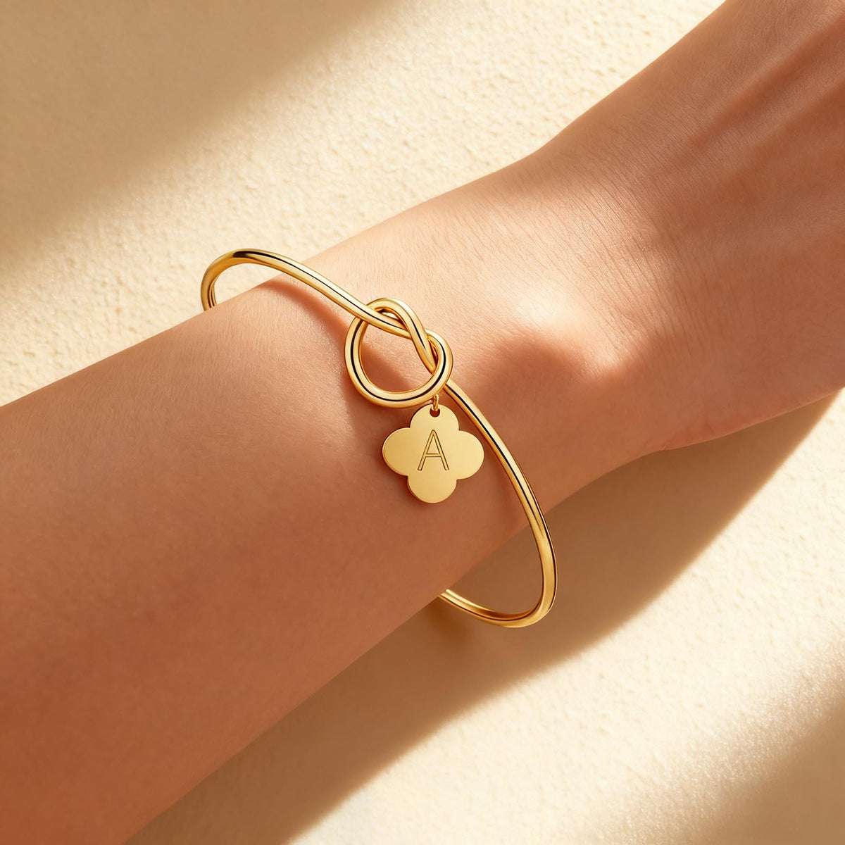 2Pcs Gold/Silver Initial Bracelets for Women Dainty Knot Letter A-Z Initial Bracelet for Women, Personalized Cuff Bangle Bracelet Jewelry Gifts for Women (S)