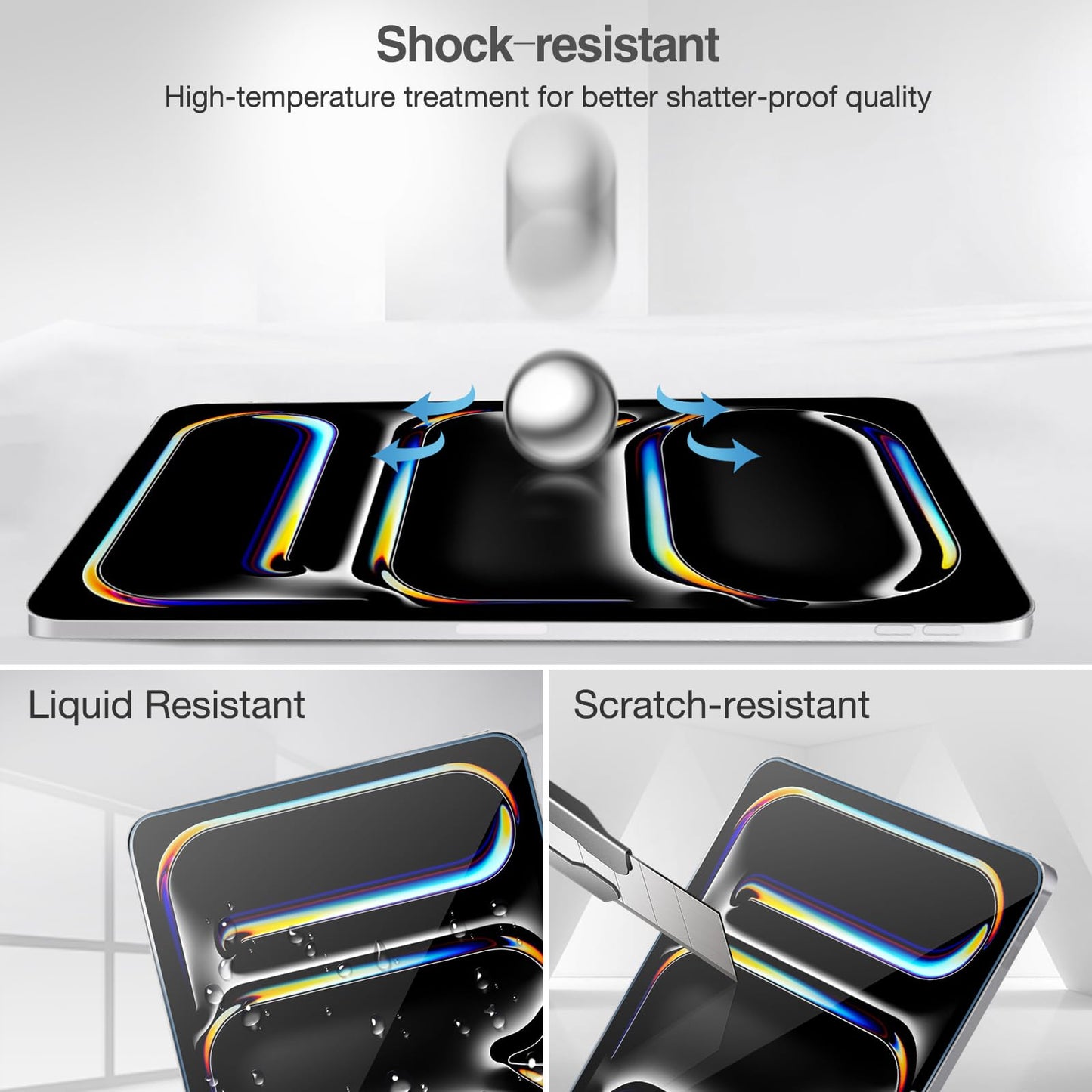 ProCase 2 Pack Screen Protector for iPad 9th 8th 7th Generation 10.2 Inch (2021/2020/2019), Tempered Glass Film for A2602 A2603 A2270 A2197 -Clear