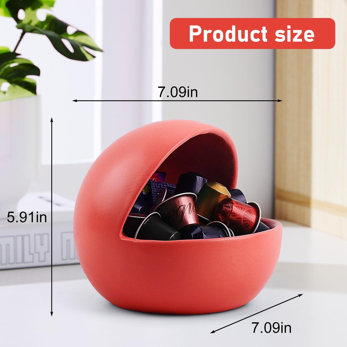 Decorative Red Candy Bowl For Kitchen Counter Key Bowl For Entryway Table Resin Multifunctional Modern Dish