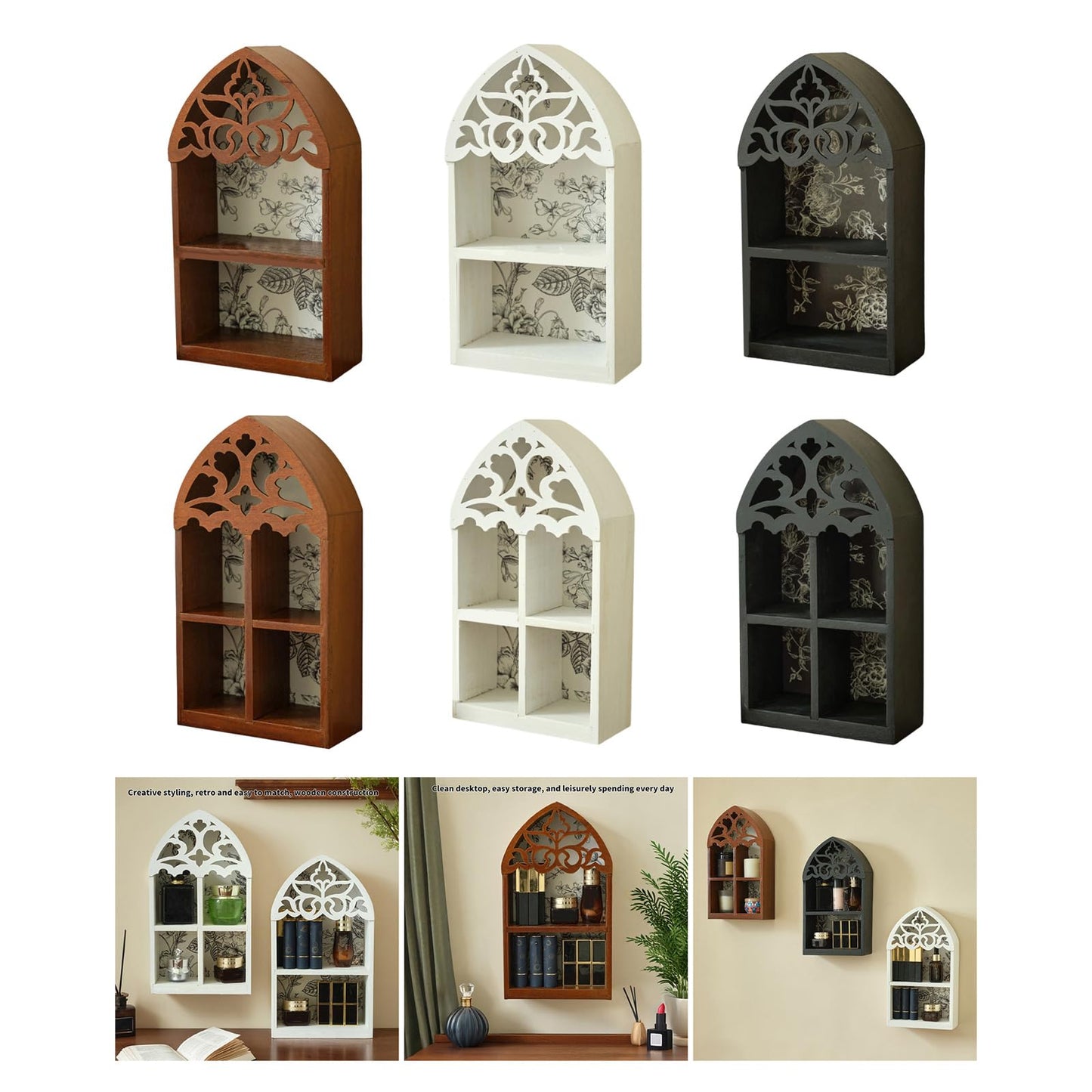 Xanorrg Elegant Multilayer Styles Wall Shelf Featurings Precise Engraveds Pattern Home Decoration Display Stand Gothics Wall Shelf（6.7x3.2x12in）