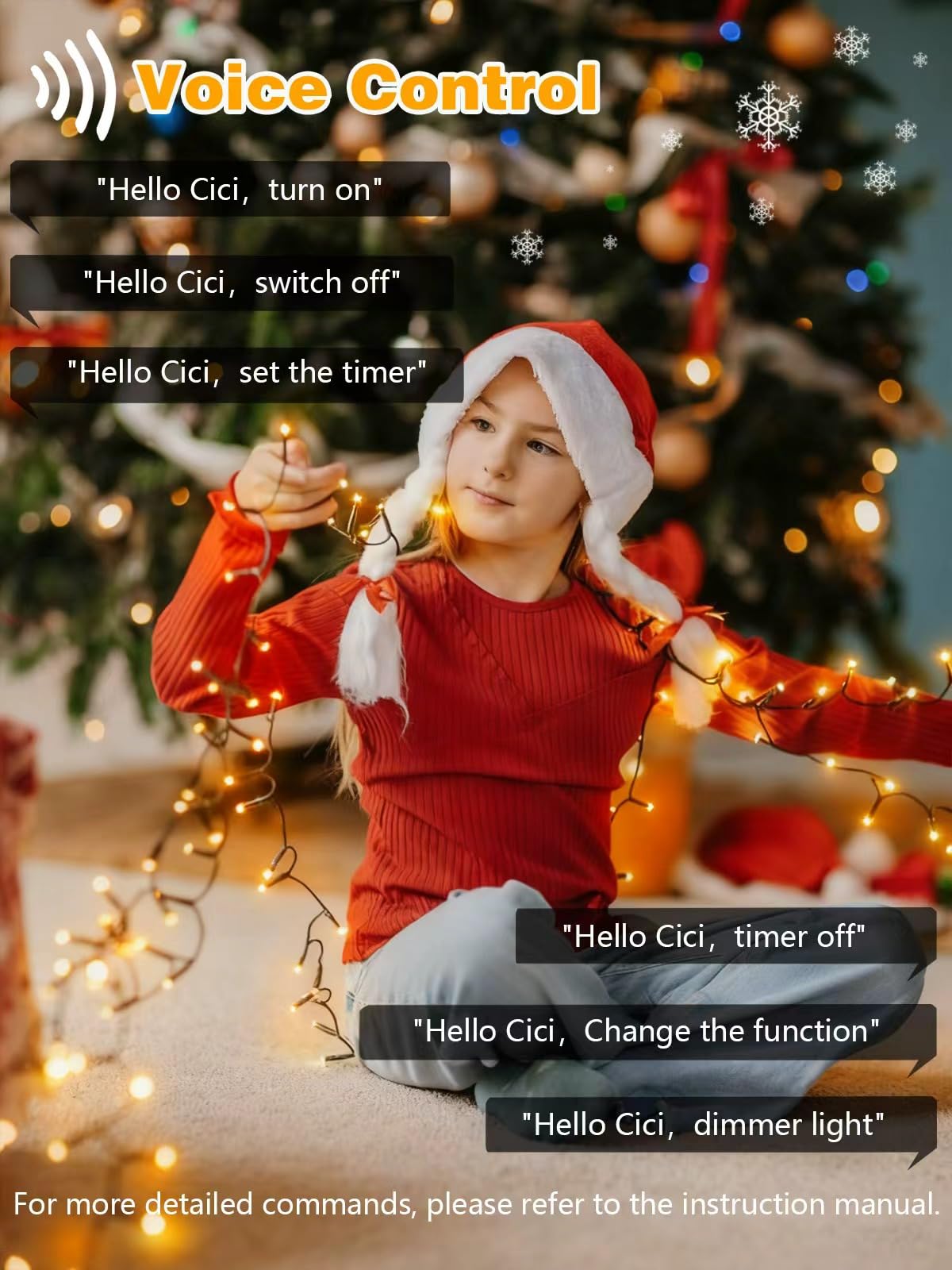 Voice Controlled Christmas Lights with Remote, 99 FT 300 LED String Lights Indoor Outdoor with 12 Modes 3 Timers, Dimmable Twinkle Light Plug in Waterproof for Xmas Tree Party Decorations, Warm White