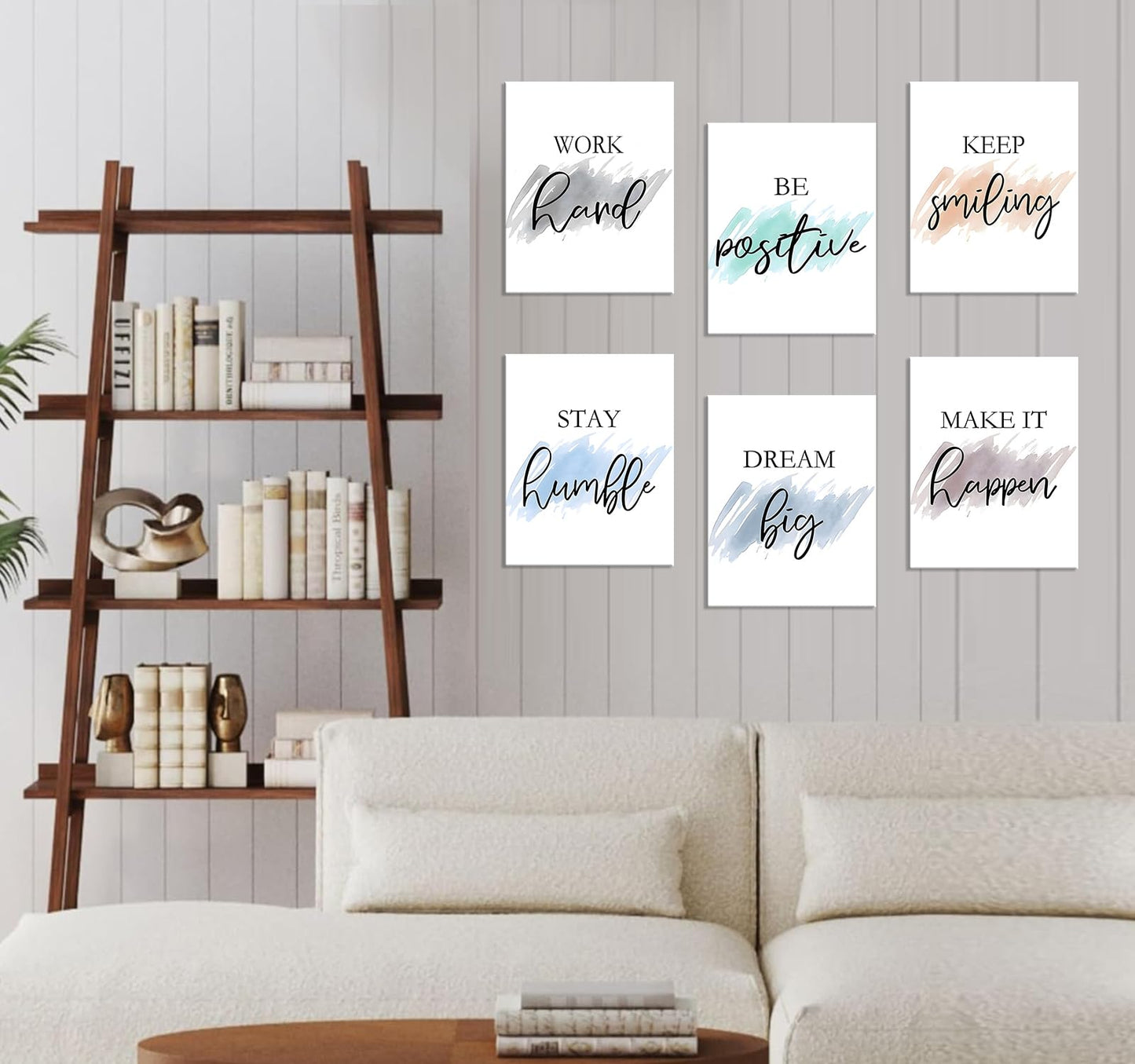 Framed Canvas Wall Art Set of 6 for Bedroom Living Room Wall Decor, Motivational Wall Decor Inspirational Office Wall Art Quotes for Living Room, 8x10 Inch