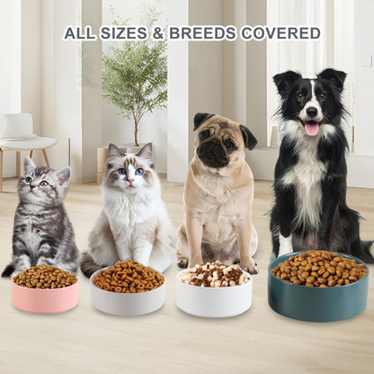 Ceramic Dog Bowl for Food and Water - Pet Feeder Bowl for Small to Medium Dogs and Indoor Cats - Heavy Ceramic Feeding Dish with Non Slip Base - Dishwasher & Microwave Safe - 6 Inch - 2.1 Cups - White