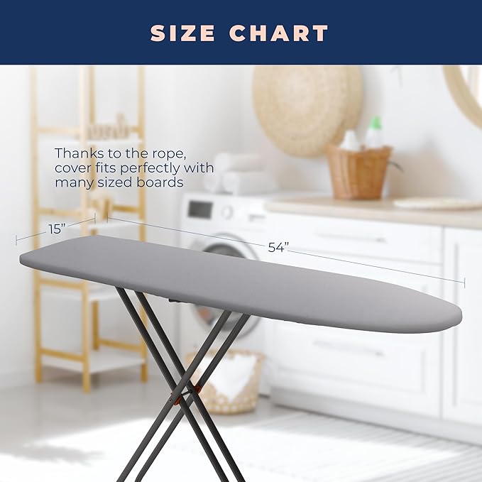 Ironing Board Cover and Pad, 4 Layers Extra Thick Heavy Duty Padded Cover