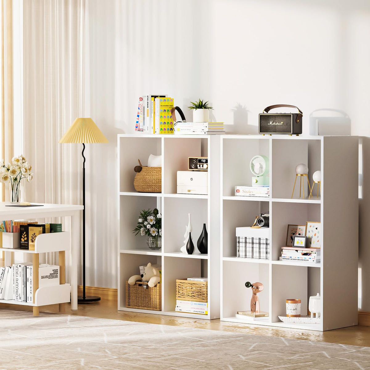 COMHOMA 6 Wood Cube Storage Organizer with Open Back and Removable Back Panels, 11In White Cube Storage Bookshelf, Cubicle Shelf Bookcase for Home Office Bedroom Living Room, Vertical or Horizontal