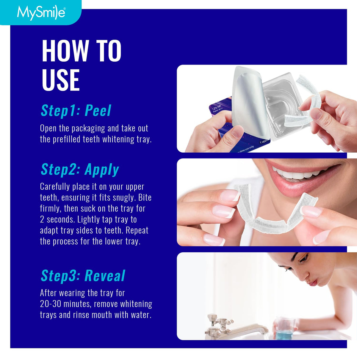 MySmile 7 Treatments Prefilled Teeth Whitening Trays Kit with 12% Hydrogen Peroxide Whiter Gel for Sensitive Tooth, Fast-Result Vegan Teeth Whitener Tooth Stain Remover, Mint Flavor