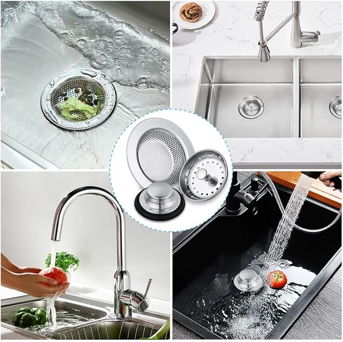 Kitchen Sink Drain Strainer 6 Pack Stainless Steel Sink Stopper, Anti-Clogging