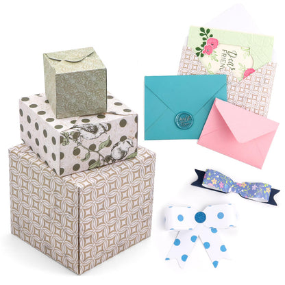 BAOFALI 3-in-1 Punch Board for Envelopes Gift Boxes Bows with Indentation Pen for Creating Custom Envelopes, Bows, and Gift Boxes Birthday Party of Different Sizes. Card Making and DIY Projects