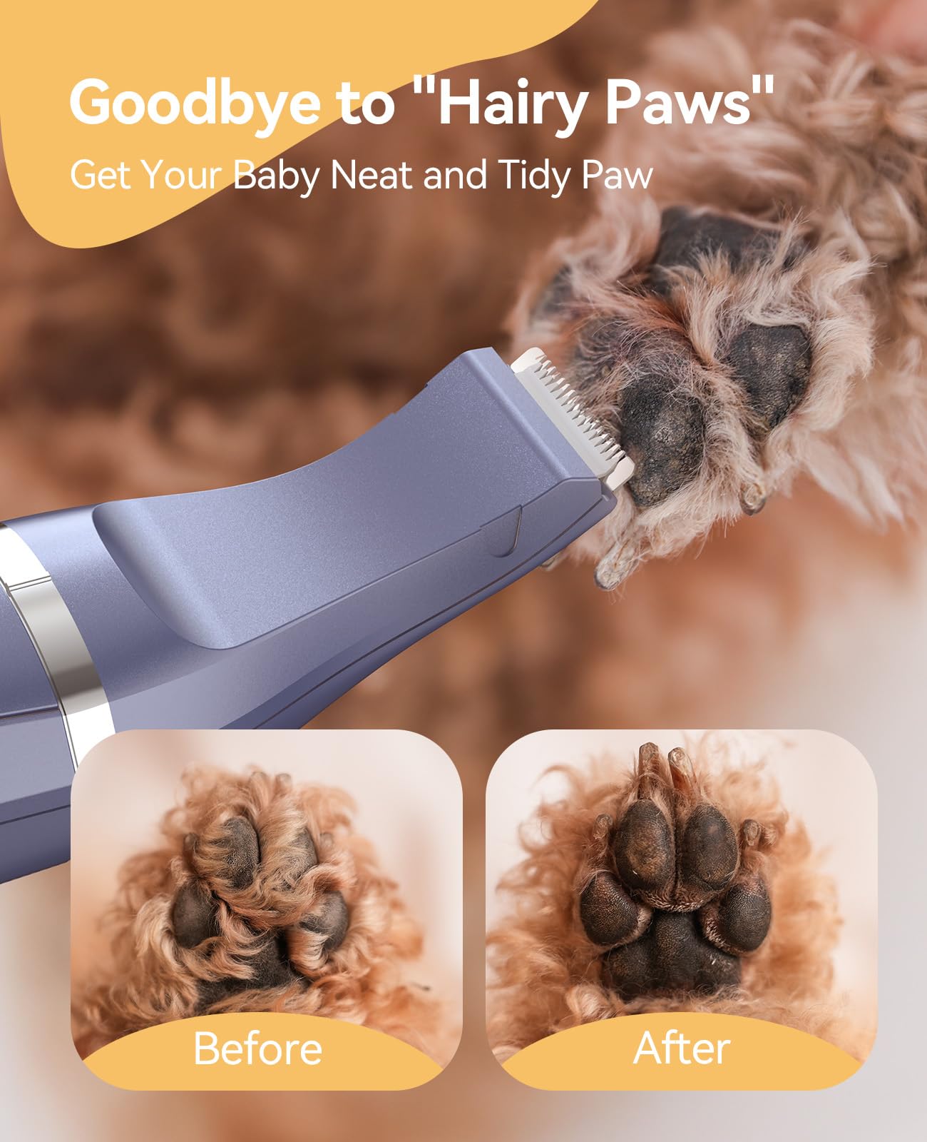oneisall Dog Clippers Grooming Kit 4 in 1, Low Noise Dog Paw Trimmer&Dog Nail Grinder,IPX7 Waterproof Cordless Pet Trimmer Shaver for Small Dogs and Cats