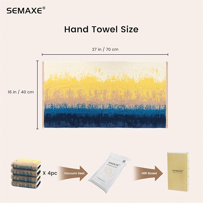 SEMAXE Hand Towels for Bathroom, 100% Cotton Towels