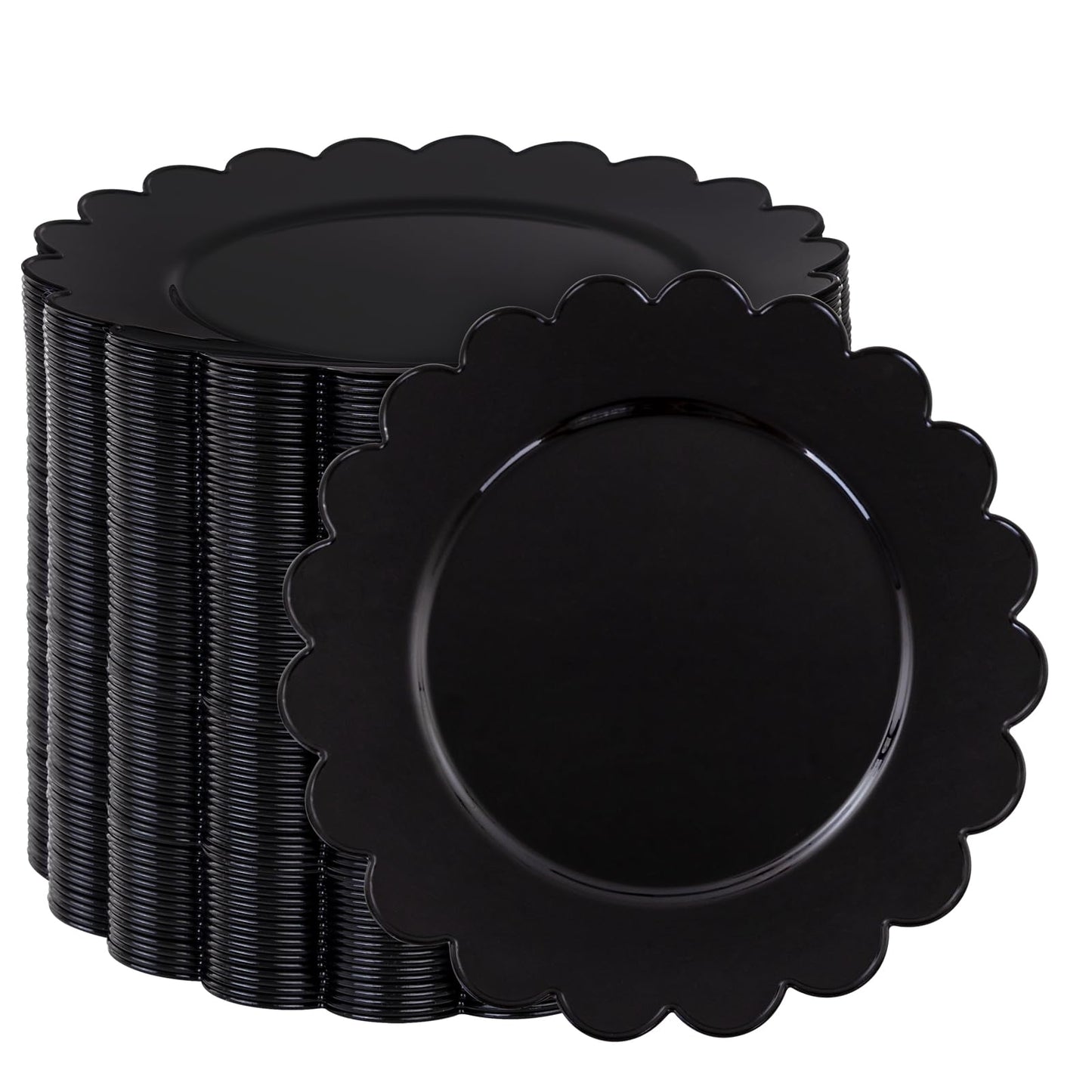 SUT 72 PCS Black Plastic Plates - 7.5 Inch Elegant Disposable Party Tableware for Halloween, New Year, Dessert & Celebrations