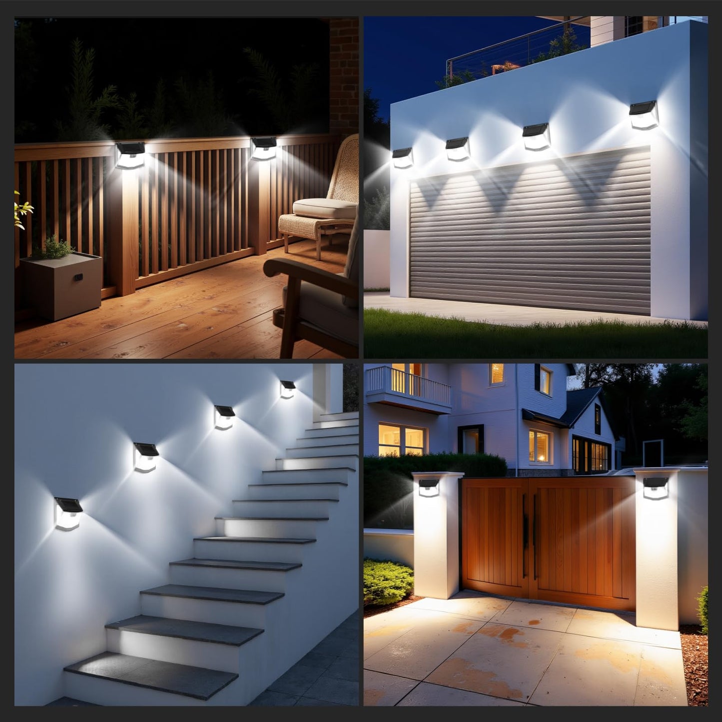 TECKNET Solar Lights Outdoor Garden, 248 LED Motion Sensor Lights, 3 Lighting Modes Outdoor Wall Lights, 300° Wide Angle, IP66 Waterproof, Solar Wall Lights for Yard Garage Garden Fence Door (4 Pack)