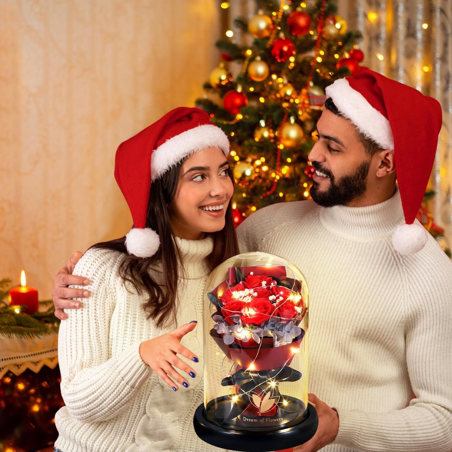 Valentines Day Gifts for Her-Beauty and The Beast Rose,Lasts Forever Red Roses,Light Up Rose in Glass Dome,Gifts for Women,Birthday Gifts for Mom,Wife,Grandma,Anniversary,Mothers,Thanksgiving