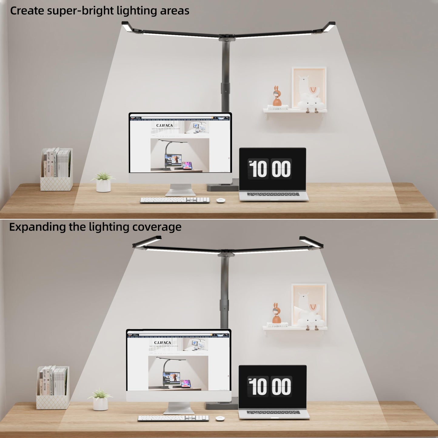 CJJFACA Office Home Desk Lamp,24W Super Bright Eye-Care Desk Lamp,Adjustable Gooseneck Office LED Task Light with Soft Non-Glare Lighting,Suitable for Studying,Reading (Black) (Plus)