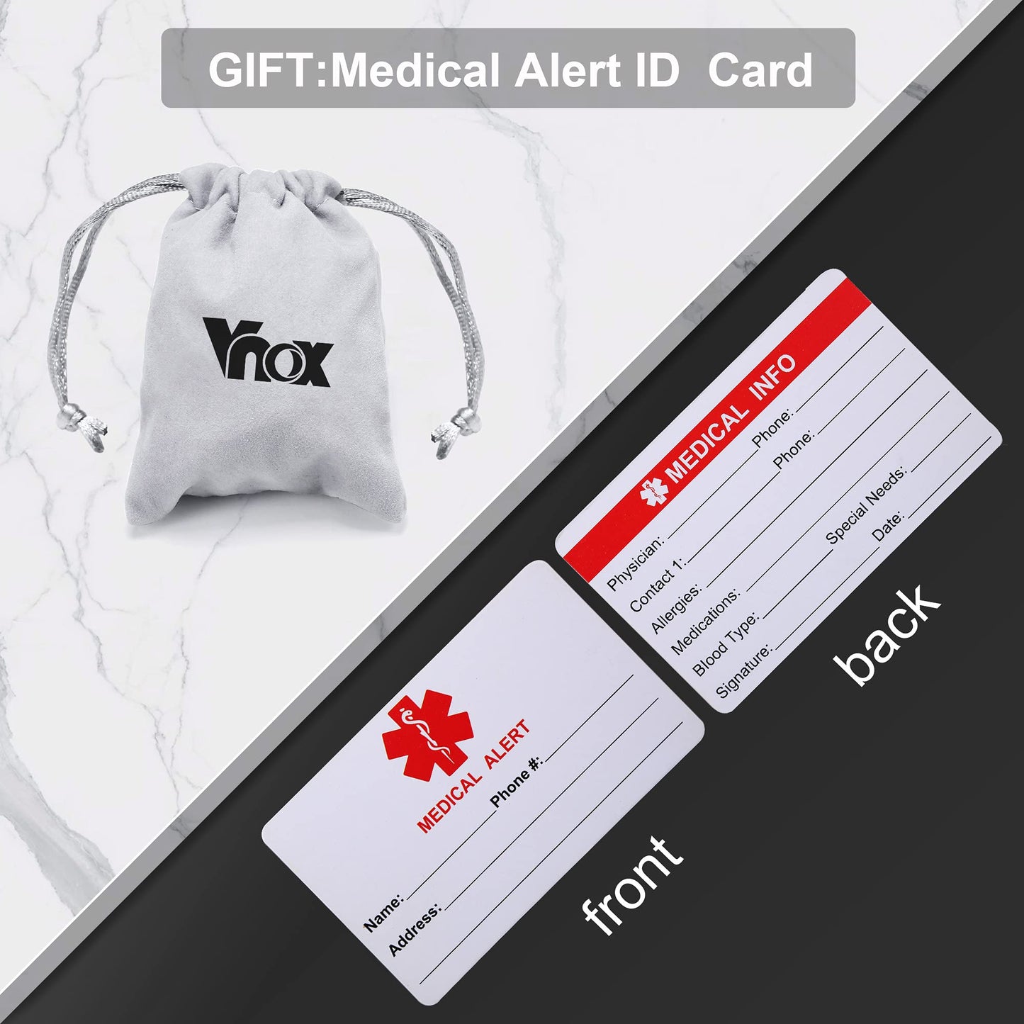 VNOX PENICILLIN Allergy Medical Alert ID Bracelet Black Silicone Rubber Stainless Steel Adjust Bracelet Wristband for Men Unisex