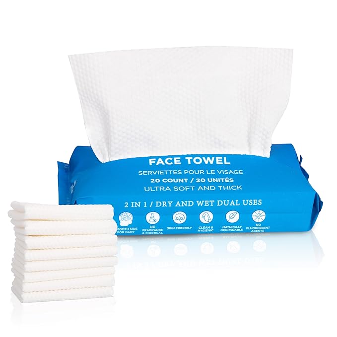 WITHU Disposable Face Towels – Ultra-Soft Biodegradable Face Cleansing Wipe