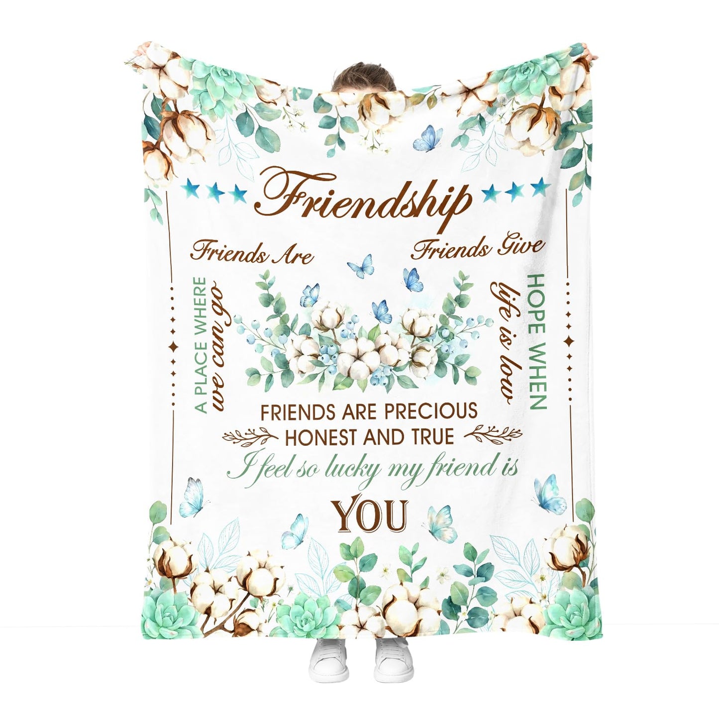 Hohoto Friendship Gifts for Women Bestie Soul Sister, Best Friend Forever BFF Present for Wedding Birthday, Throw Blanket for Couch Bed Sofa 50"x60"