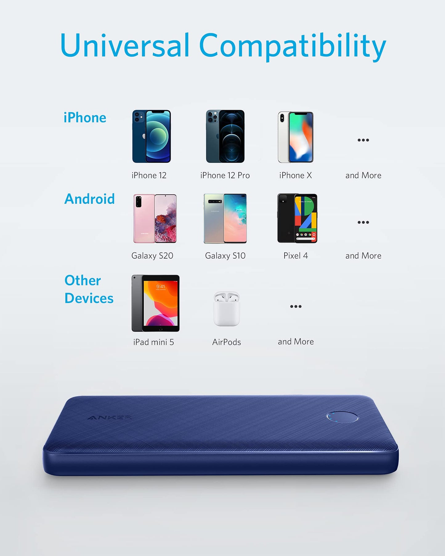 Anker Portable Charger, USB-C Portable Charger 10K with 20W Power Delivery, Power Bank (PowerCore Slim 10K PD) for iPhone 14/13/12 Series, S10, Pixel 4, and More