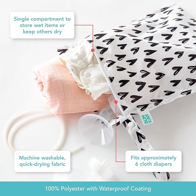 Bumkins Waterproof Wet Bag for Baby, Swim Suit, Cloth Diapers, Pump Parts