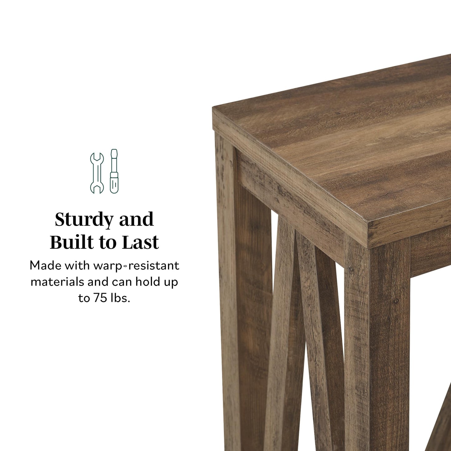 Walker Edison Modern Farmhouse Accent Entryway / Living Room End Table, 52 Inch, Color-Marble and Walnut