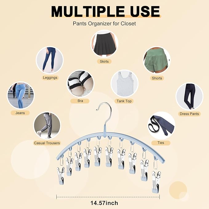 Legging Organizer for Closet, Metal Yoga Pants Hanger w/Rubber Coated 4 Pack