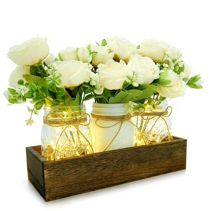 XXXFLOWER 3 Pcs Mason Jars Lights Fall Table Centerpieces - Birthday Gifts for Women Mom Wife,Indoor Decors for Farmhouse Coffee Table Dining Room Kitchen Wedding