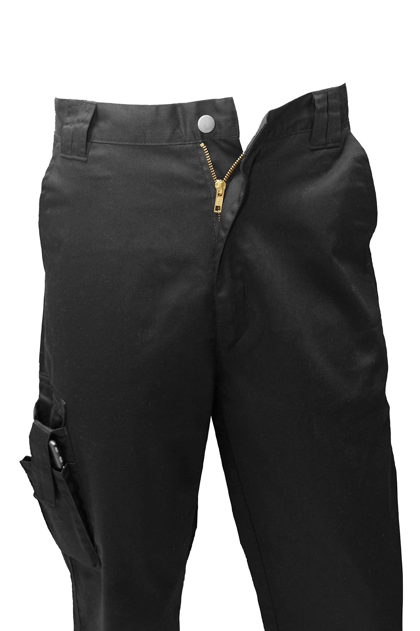 FNT Workwear Black Multi Pockets Men Cargo Combat Work Trousers Work Pants with Button & Zip Fly (34W / 31L, Black)