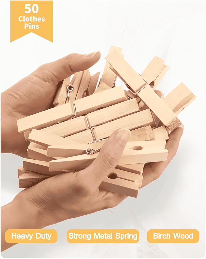Large Clothes Pins Wooden Clothespins, 4 Inch 48 Pack Heavy Duty Outdoor Pegs