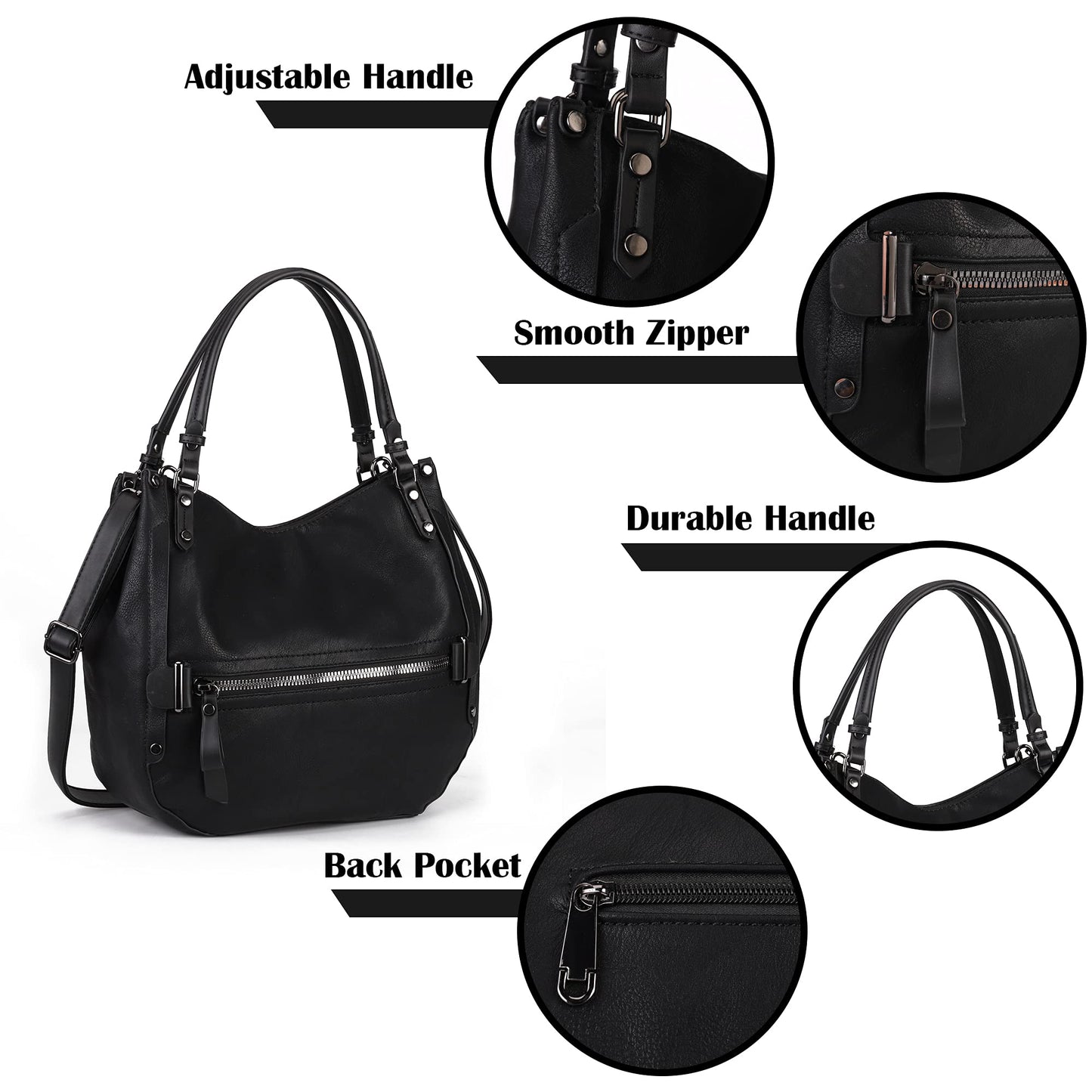 Gladdon Hobo Bags for Women, Ladies Multi Pockets Top Handle Handbags, Vintage Cross-body Shoulder Satchel, Soft Leather Messenger Purse