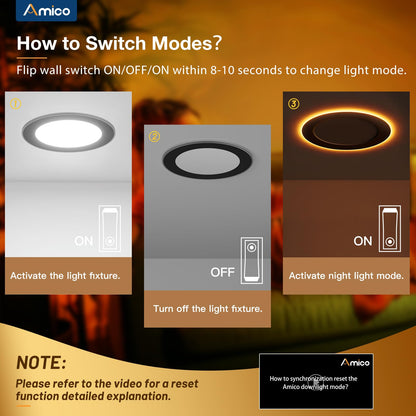Amico 24 Pack 6 Inch 5CCT LED Recessed Ceiling Light with Night Light, 2700K/3000K/3500K/4000K/5000K Selectable Ultra-Thin Recessed Lighting, 12W=110W, 1100LM, Dimmable Canless Wafer Downlight ETL&FCC