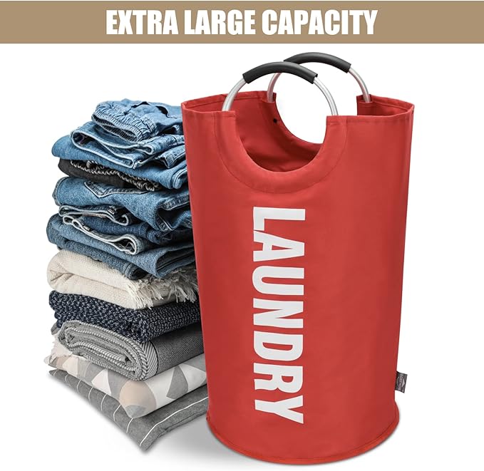 DOKEHOM 90L Large Laundry Basket, Collapsible Laundry Bag, Freestanding Tall
