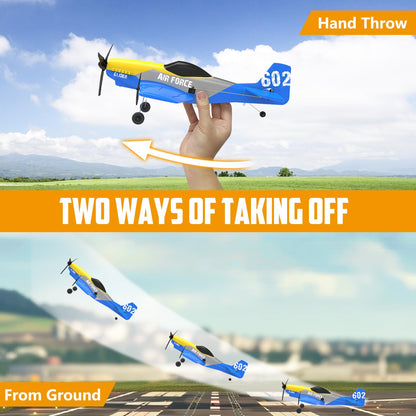 HAWK'S WORK 3 Channel RC Plane P-51D Mustang, Remote Control Airplane Ready to Fly, 2.4GHz 6-axis Gyro Stabilizer, Easy to Fly for Kids & Beginners