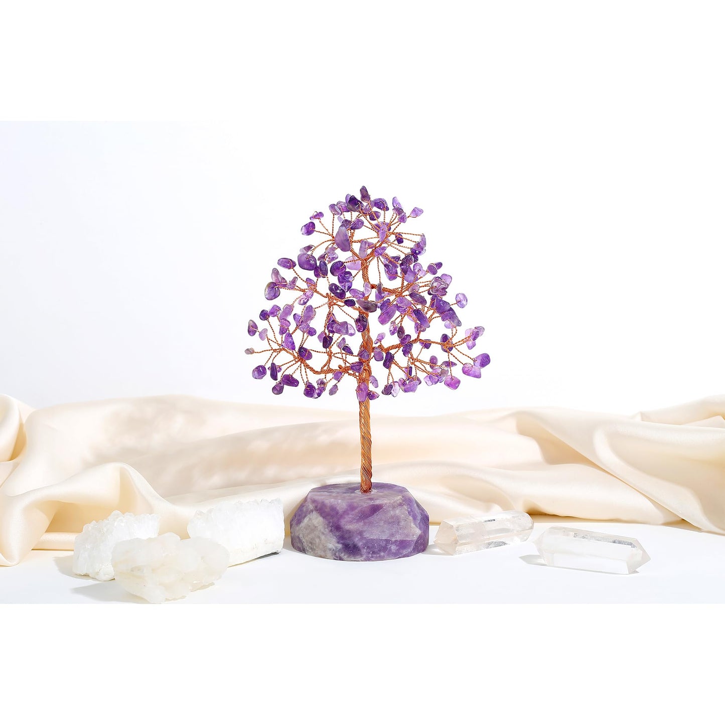 SITUMEIZI 7.09IN Amethyst Crystal Tree Amethyst Crystals and Healing Stones Natural Purple Gifts for Women Room Office Desk Purple Decor Reiki Spiritual Meditation Energy Tree of Life