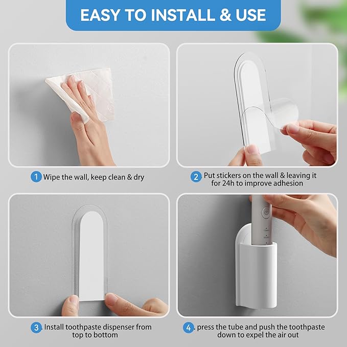 MOPMS Electric Toothbrush Holders, Wall Mounted Tooth Brushing Holder
