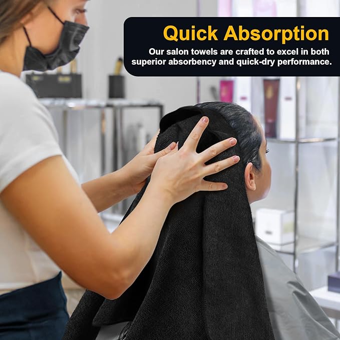 Salon Towels 24 Pack, Microfiber Barber Towels Bulk, Hair-Drying Cloth Super