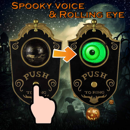 KizBruo Halloween Decoration for Indoor & Outdoor, Talking Doorbell With Lightup Eyeball, Animated Haunted House Party Prop Decor